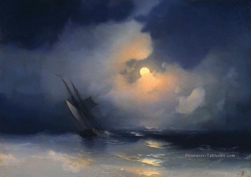  plein Peintre - tempête en mer sur une nuit de pleine lune Romantique Ivan Aivazovsky russe